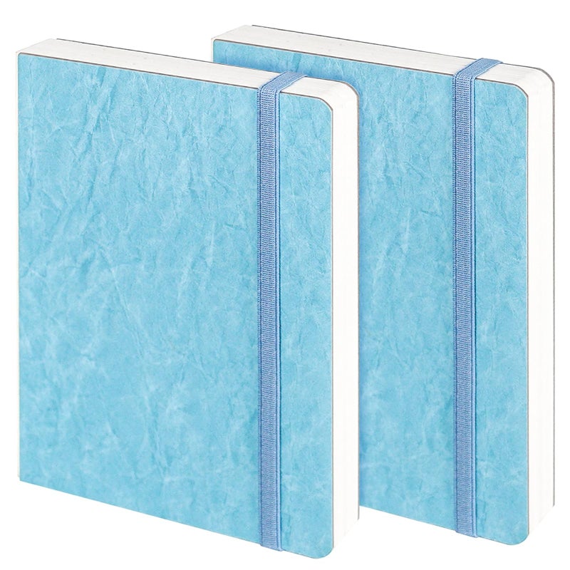 Funto Watercolor Journal, 7.5x5, 2 Packs, 44 Pages Each, Cold-Pressed 100% Cotton, Pearlescent PU Leather Blue Cover, Art Supplies for Mixed Media - Image 1