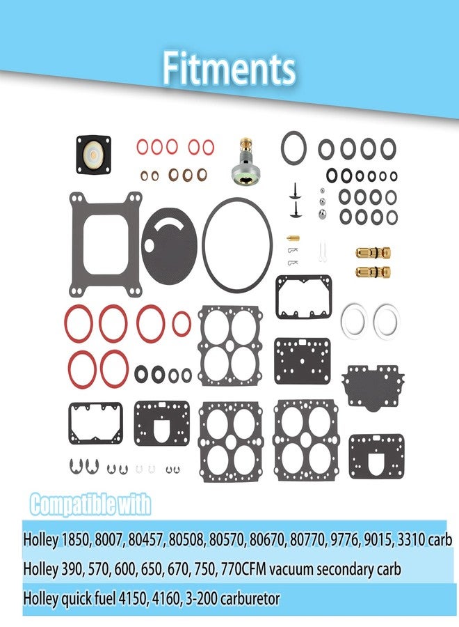 VORIPO Carburetor Rebuild Kit Vacuum Secondary for Holley 4160 Series Carburetor 600 750 390 850CFM 1850 8007 80457 80508 3310 37-754 37-119 37-720 37-1542, 3-200 Carb Renew Parts Replace 159064 190003 - Image 3