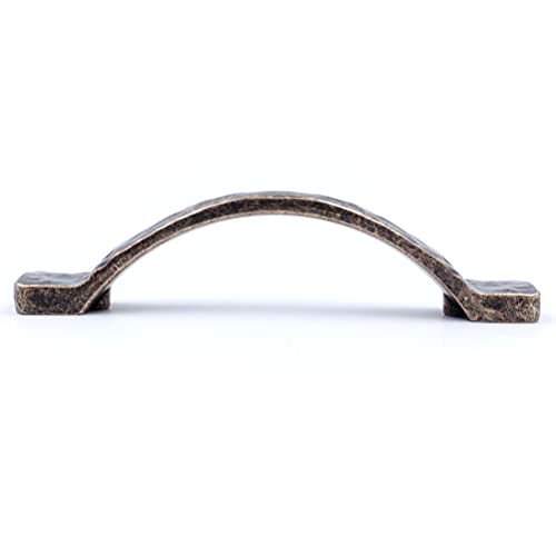 Jetland Arched Hammered Cabinet Pulls - 6-Pack, Antique Brass, 3" Hole Centers, Rustic Solid Cast Handle Pulls for Dresser Nightstand Furniture, HT0611ABR76 - Image 3