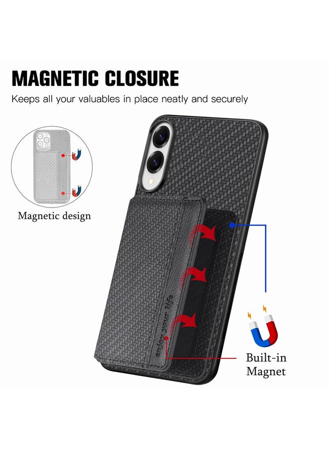 S-TOP Case For Samsung Galaxy S25 Edge 5G Carbon Fiber Magnetic Card Wallet RFID Blocking Phone Case - Image 3