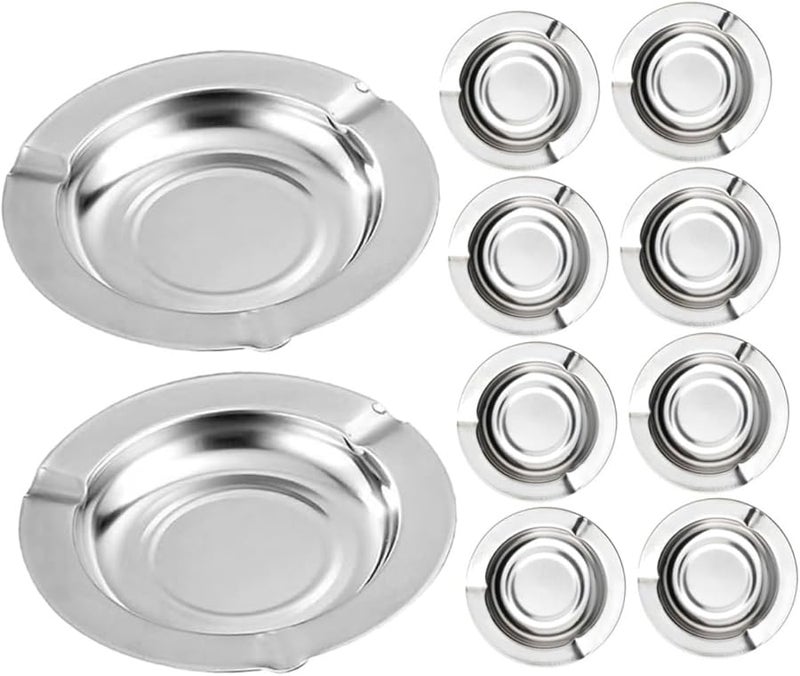 Stainless Steel Windproof Ashtray With Lid 10PCS For Home Office Bar Cafe Patio - Image 1