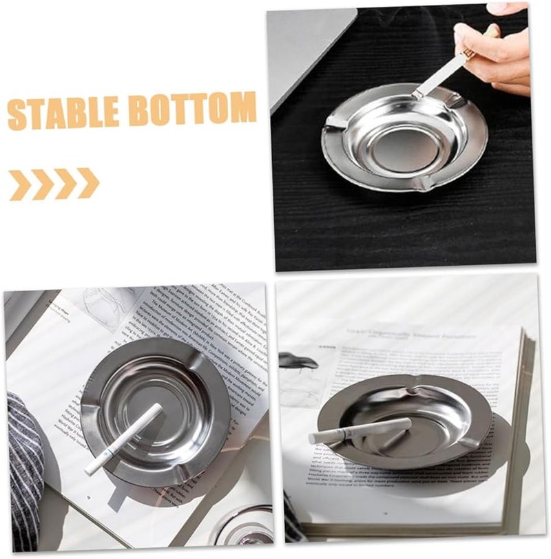 Stainless Steel Windproof Ashtray With Lid 10PCS For Home Office Bar Cafe Patio - Image 4