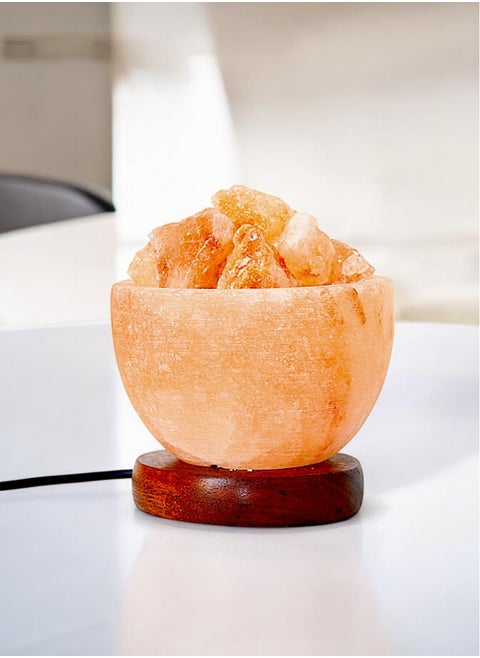 Himalayan Salt Lamp, Pink Salt Lamp, Bowl Shape Lamp, Natural Salt Lamp - Usb Powered