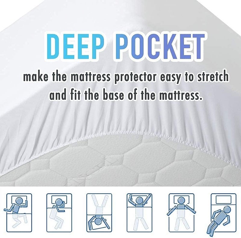 MATBEBY Bedding Quilted Fitted Queen Mattress Pad Cooling Breathable Fluffy Soft Mattress Pad Stretches up to 21 Inch Deep, Queen Size, White, Mattress Topper Mattress Protector - Image 4