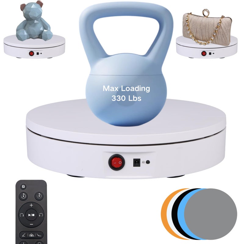 JAYEGT Motorized Rotating Display Stand 330Lbs Load360 Degree Electric Rotating Turntable for Photography Products DisplayLive Video ShowRemote Control Angle Speed White866inch Wired