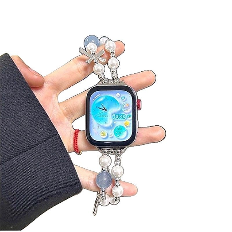 Sweet Bowknot Metal Pearl Watch Strap Compatible with Huawei, Xiaomi, Apple Watches - Image 5