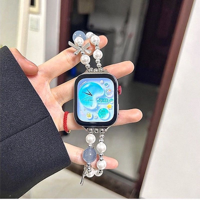 Sweet Bowknot Metal Pearl Watch Strap Compatible with Huawei, Xiaomi, Apple Watches - Image 4