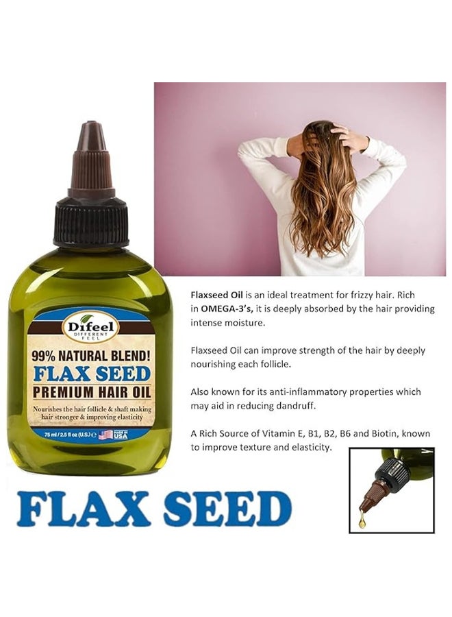 difeel 99% Natural Blend Flax Seed Premium Hair Oil, Nourishes And Strengthens, Improves Elasticity - 75ml - Image 3