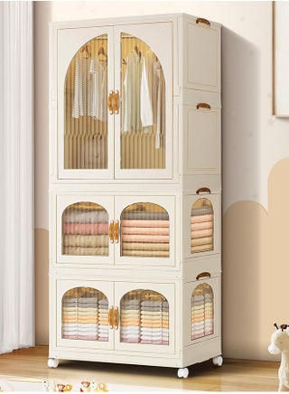 Childrens Wardrobe,Baby Clothes Cabinet Collapsible Kids Closet Storage Organizer Bedroom Nursery Armoire Quick Install Toddler Dresser with Hanging Rod and Wheel(1 Hanging Area+2 Storage) - pzsku/ZAA902BF397F1564424B0Z/45/_/1701228563/8e396ae1-aaeb-4bf3-b425-3c46b57b7194