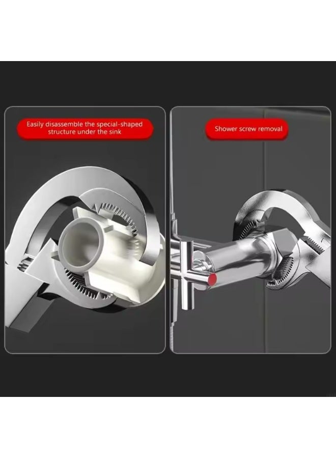 4pcs Adjustable Wrench Set, Copper Alloy Forged, Push-Type Opening, Arc Tooth Design, Industrial-Grade Mechanical Maintenance Tools, Lightweight Aluminum Alloy Structure, Ideal for Tight Space Operation - Image 3