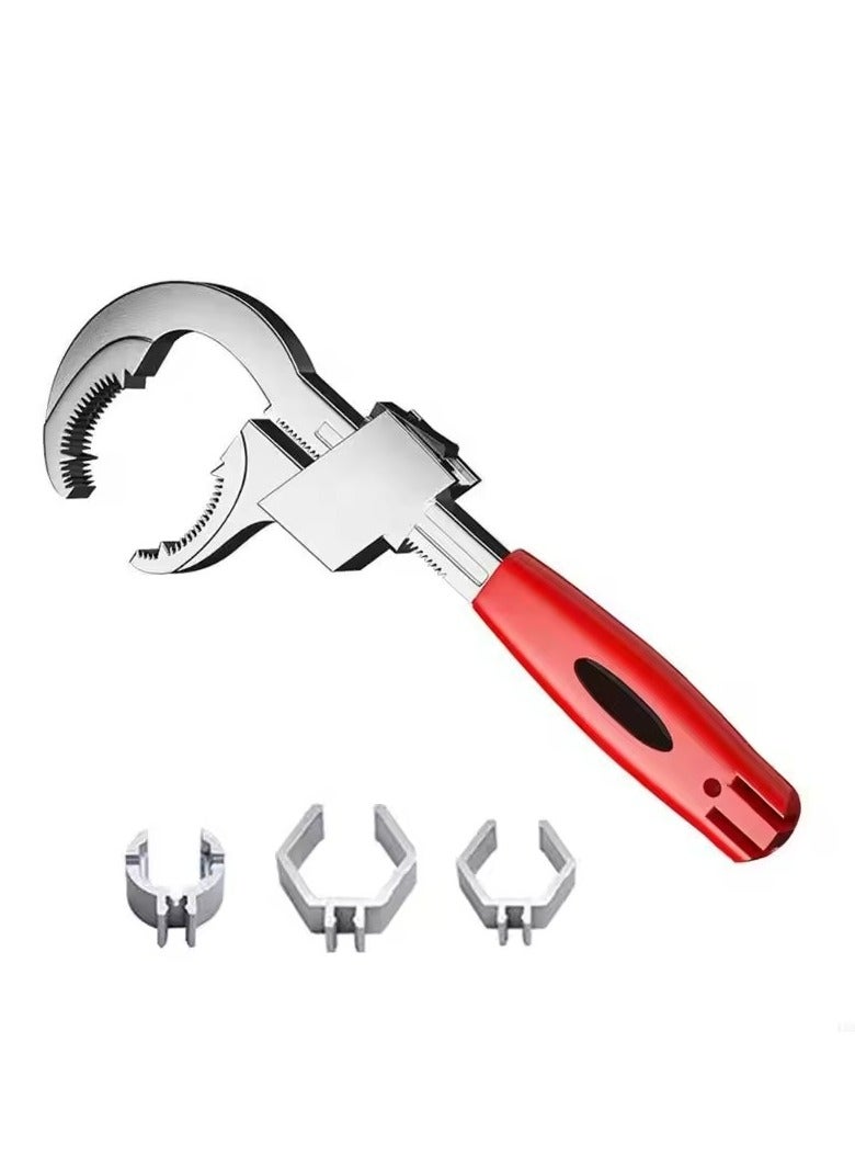 4pcs Adjustable Wrench Set, Copper Alloy Forged, Push-Type Opening, Arc Tooth Design, Industrial-Grade Mechanical Maintenance Tools, Lightweight Aluminum Alloy Structure, Ideal for Tight Space Operation - Image 1