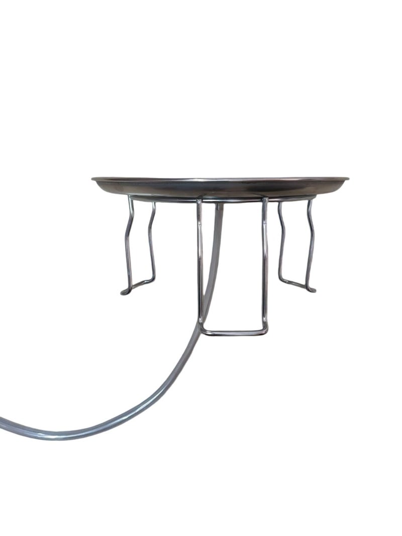 Dhavl Stainless Steel Chrome Plated Fancy Water Matka and Pot Stand with dish, Plate Matka Stand Pot Stand Matka rack For kitchen withe hose - Image 2