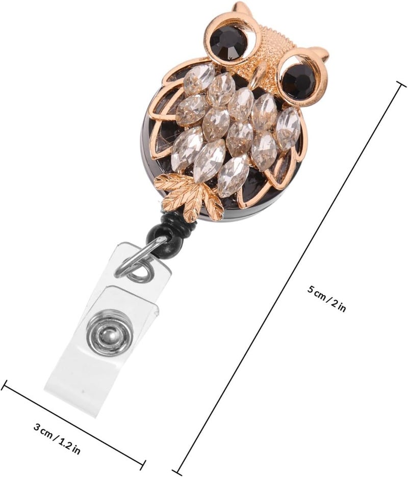 ABOOFAN Retractable Metal Badge Reel with Owl-Shaped Clip, Silver Telescopic Id Badge Holder for Nurses and Office Workers - Image 2