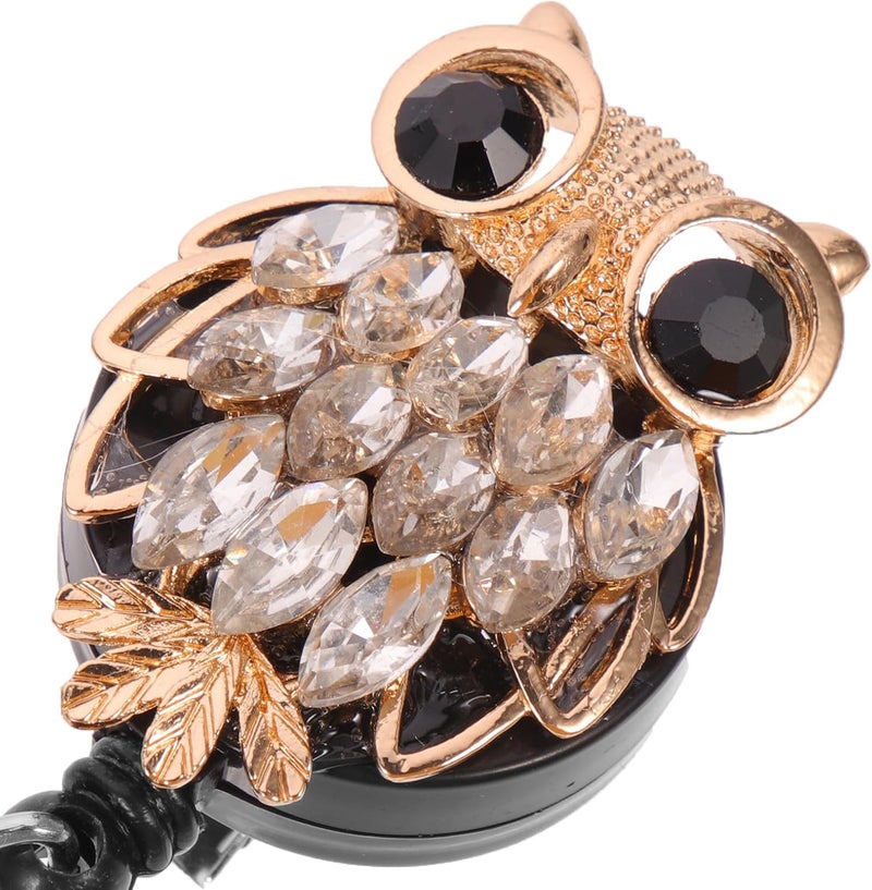 ABOOFAN Retractable Metal Badge Reel with Owl-Shaped Clip, Silver Telescopic Id Badge Holder for Nurses and Office Workers - Image 3