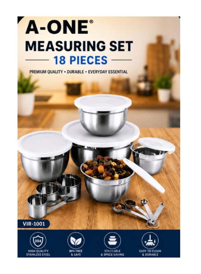 A-One Collection A-ONE Pot Set - 18 pieces New · A-ONE · Silver · Metal & Plastic - Image 1