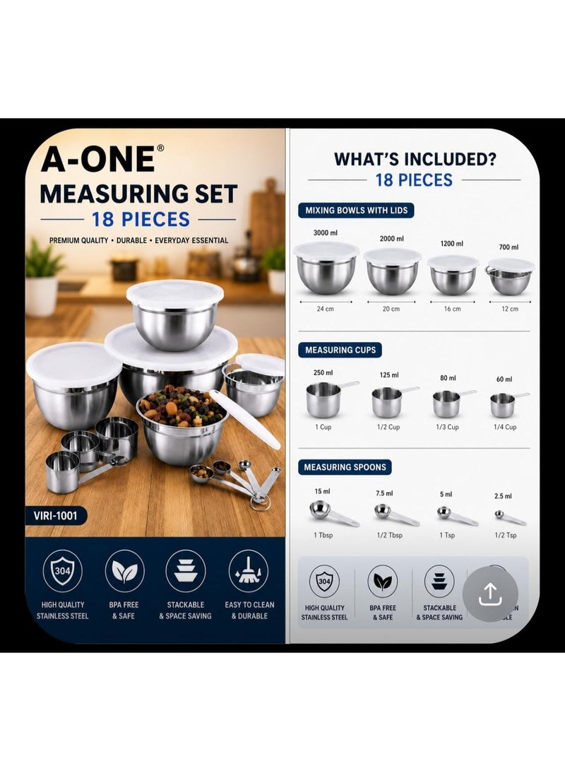 A-One Collection A-ONE Pot Set - 18 pieces New · A-ONE · Silver · Metal & Plastic - Image 3