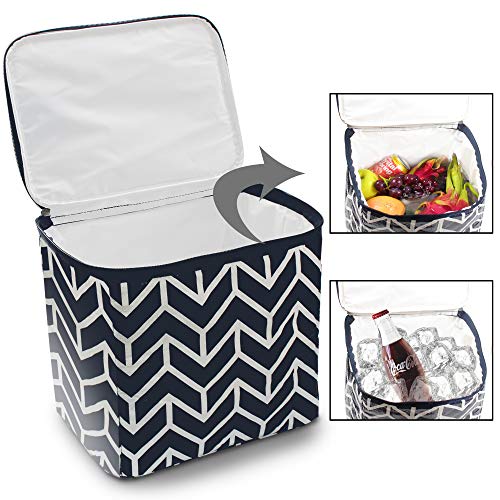 Orionstar Trunk Organizer, Foldable Car Storage Bag Portable Insulation Cooler Bag Collapsible Vehicle Organizer Divider Storage Totes with 3 Compartment Cargo Tote for Groceries Caddy SUV, Navy Blue - Image 4