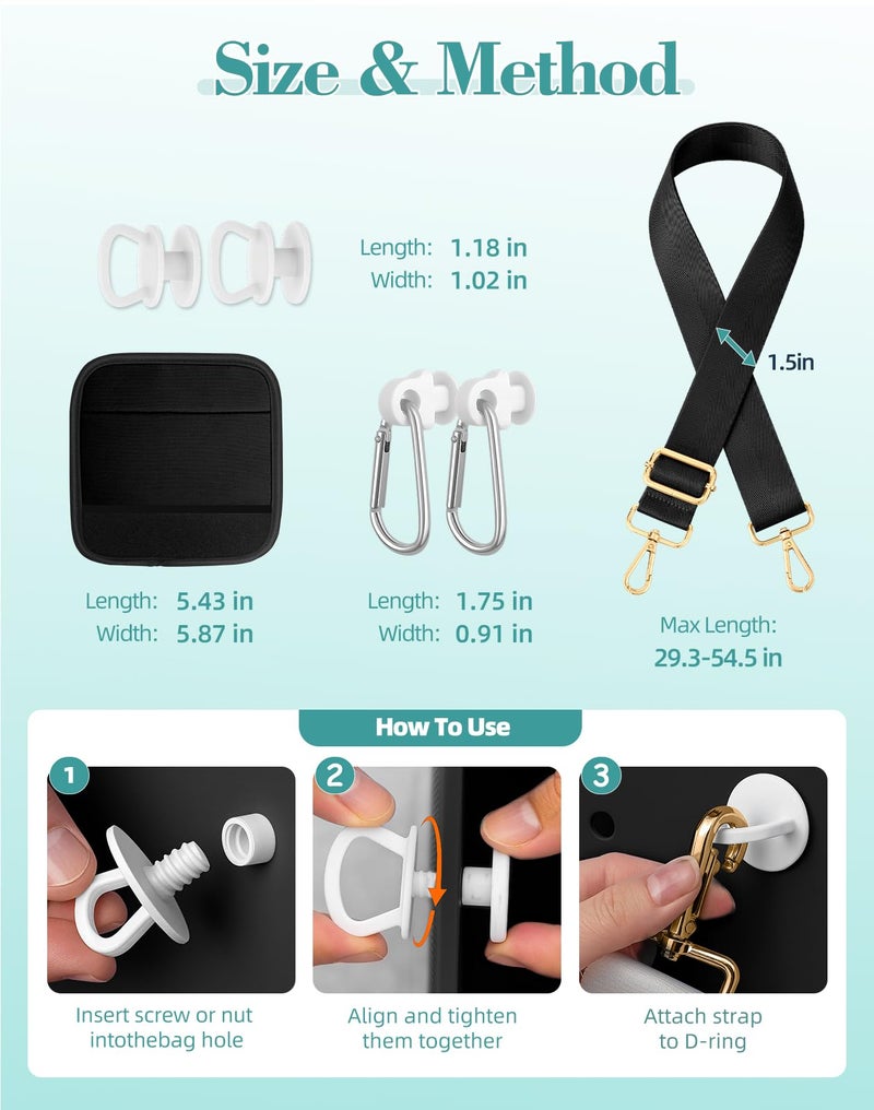 Toykee Bag Strap Crossbody Charms for Bogg Bag Accessories - Shoulder Strap Neoprene Luggage Handle Wrap for Suitcase & 2 Key Holders Black - Image 5
