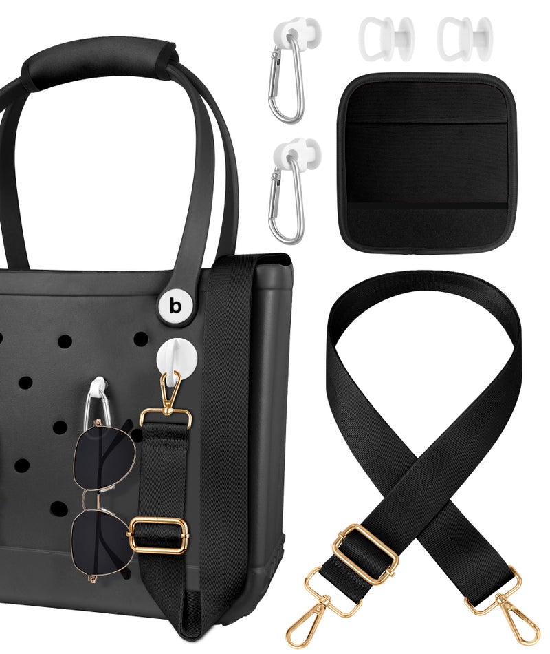 Toykee Bag Strap Crossbody Charms for Bogg Bag Accessories - Shoulder Strap Neoprene Luggage Handle Wrap for Suitcase & 2 Key Holders Black - Image 1