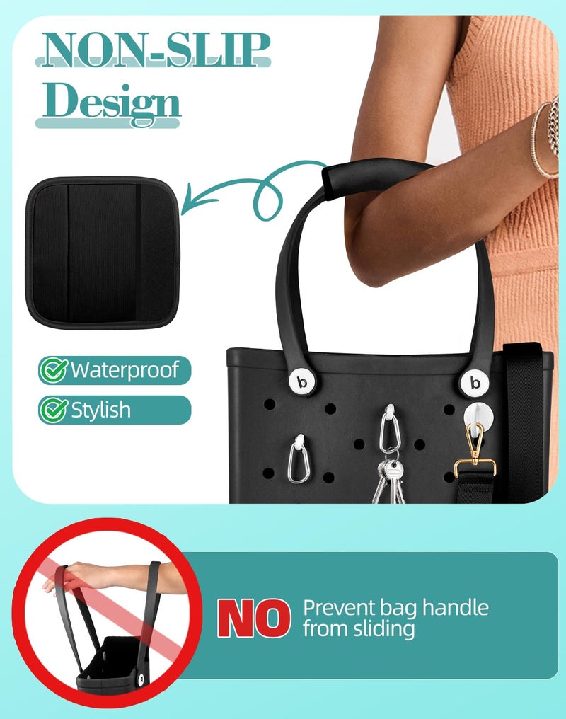 Toykee Bag Strap Crossbody Charms for Bogg Bag Accessories - Shoulder Strap Neoprene Luggage Handle Wrap for Suitcase & 2 Key Holders Black - Image 3