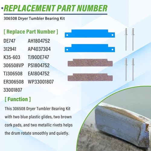 Semzohc Dryer Repair Kit - 312959 Drum Belt, 303373K 12001541 Dryer Drum Roller Kit Fit for may-tag Dryer LDG8424AAE LDG9304AAM DE212 DE313 LDE8406ACE, LDE8406ACM, LDE8406ADE, LDE8410, LDE8410ACE - Image 3
