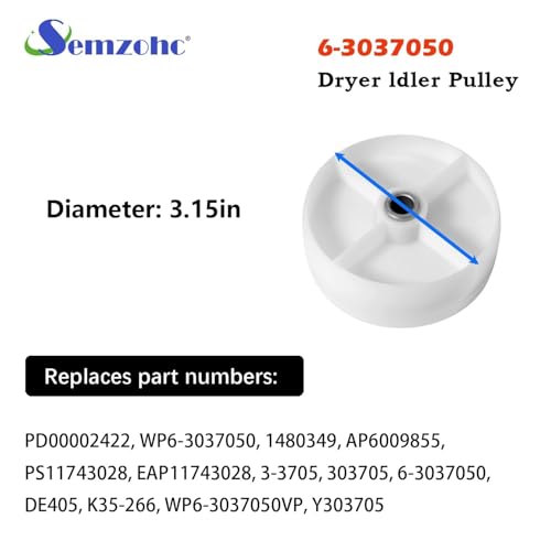 Semzohc Dryer Repair Kit - 312959 Drum Belt, 303373K 12001541 Dryer Drum Roller Kit Fit for may-tag Dryer LDG8424AAE LDG9304AAM DE212 DE313 LDE8406ACE, LDE8406ACM, LDE8406ADE, LDE8410, LDE8410ACE - Image 5