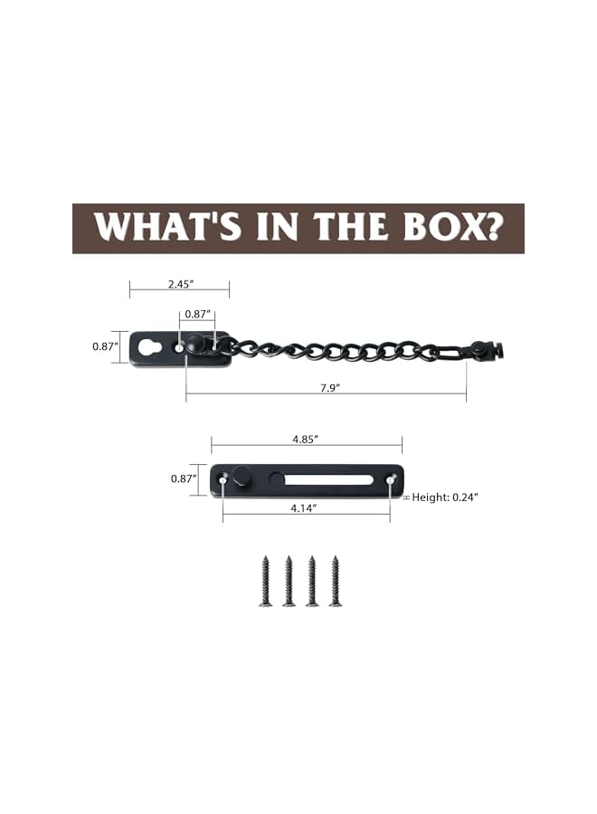 promass Chain Door Guard Lock，Door Chain Locks with Safety Spring Anti-Theft Press Latch,Chain Locks for Inside Door and Extra Front Door Lock, Matte Black(2 pack)(Black) - Image 2