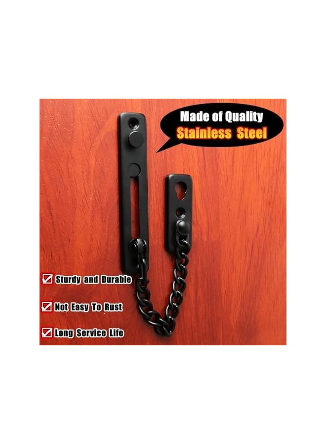promass Chain Door Guard Lock，Door Chain Locks with Safety Spring Anti-Theft Press Latch,Chain Locks for Inside Door and Extra Front Door Lock, Matte Black(2 pack)(Black) - Image 4