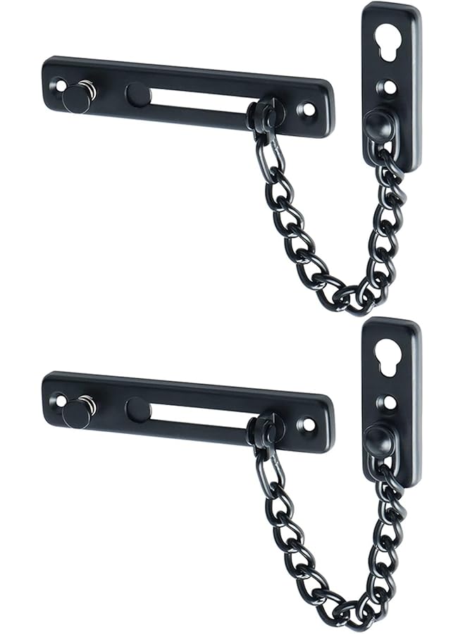 promass Chain Door Guard Lock，Door Chain Locks with Safety Spring Anti-Theft Press Latch,Chain Locks for Inside Door and Extra Front Door Lock, Matte Black(2 pack)(Black) - Image 1