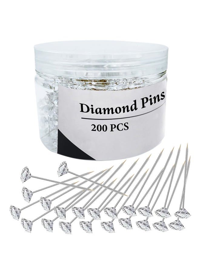 Hovesty 200Pcs Diamond Pins Corsage Boutonniere Pins, 2 Inch Flower Floral Sewing Pins, Straight Rhinestones Pins for Wedding Hair Accessories, Jewelry Decoration DIY Craft, Women and Men - Image 1