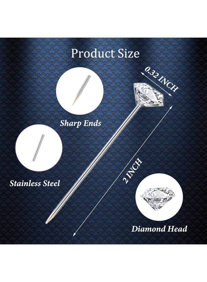 Hovesty 200Pcs Diamond Pins Corsage Boutonniere Pins, 2 Inch Flower Floral Sewing Pins, Straight Rhinestones Pins for Wedding Hair Accessories, Jewelry Decoration DIY Craft, Women and Men - Image 2