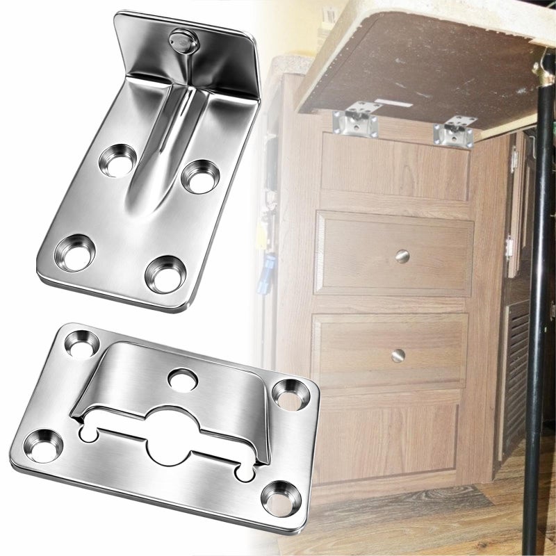 asdmm Boat Table Mounting Brackets Marine Grade Folding Shelf Supports for Yacht Caravan RV Hardware Accessories Stainless Steel Set of 4 - Image 2