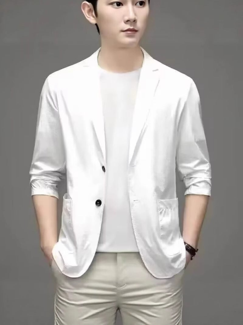 Blazer Men'S 2025 Trendy Single-Piece Youth Casual Elegant Slim Sun Protection Clothing Thin And Handsome - Image 3