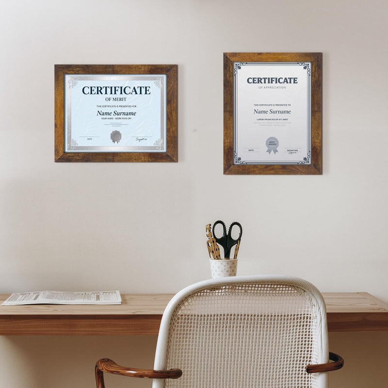 PETAFLOP Wooden 8.5x11 Picture Frame Rustic Certificate Frames Wall Tabletop Display Horizontally or Vertically, 7 Pack - Image 4