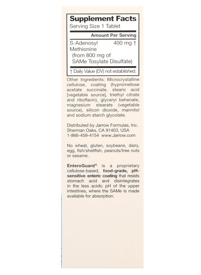 jarrow formulas SAMe 400 Extra Strength 400 mg 30 Tablets  - Image 2