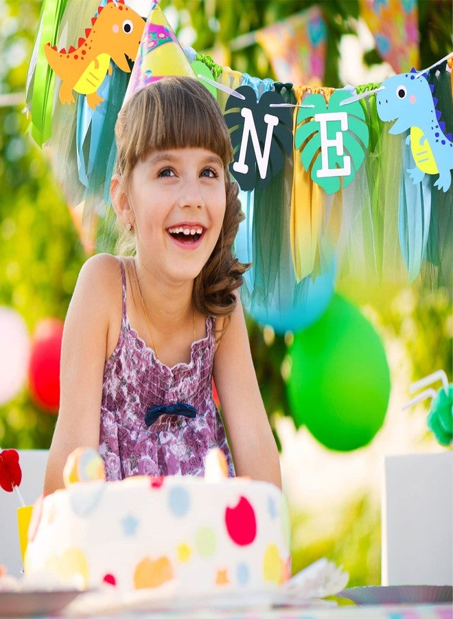 YOUAME Dinosaurs One Birthday High Chair Banner - Dinosaurs TuTu First Birthday Party Decorations, Dinosaurs 1st High Chair Banner, Boy First Birthday Banner, Smash Cake Photo Prop - Image 5