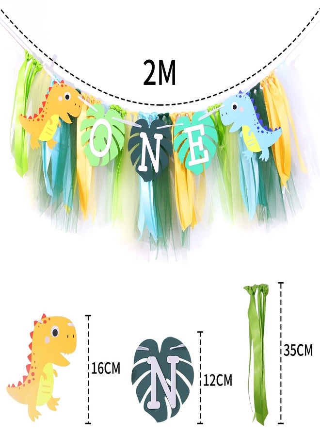 YOUAME Dinosaurs One Birthday High Chair Banner - Dinosaurs TuTu First Birthday Party Decorations, Dinosaurs 1st High Chair Banner, Boy First Birthday Banner, Smash Cake Photo Prop - Image 2