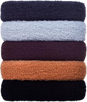 eBoot 5 Pieces Large Hair Ties Bands Rope Seamless Cotton Stretch Ponytail Holders Headband for Thick Heavy Long and Curly Hair Multicolor - Image 1