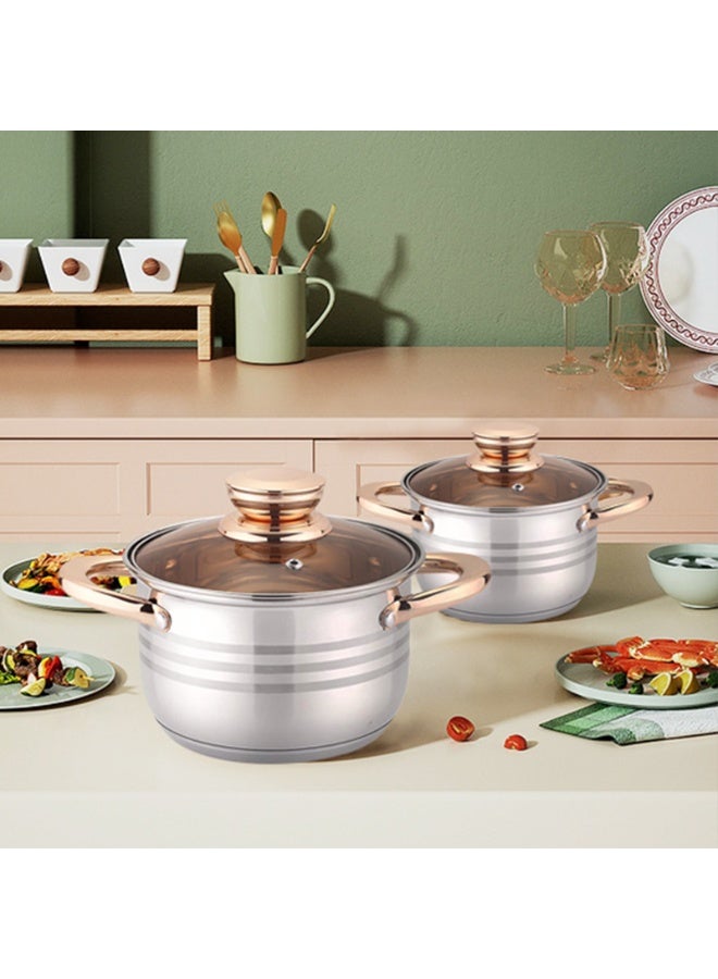 Olympia Stainless Steel 12 Piece Cookware Set Casserole Saucepan Fry Pan Heavy Duty With Stainless Steel Handle - Image 4