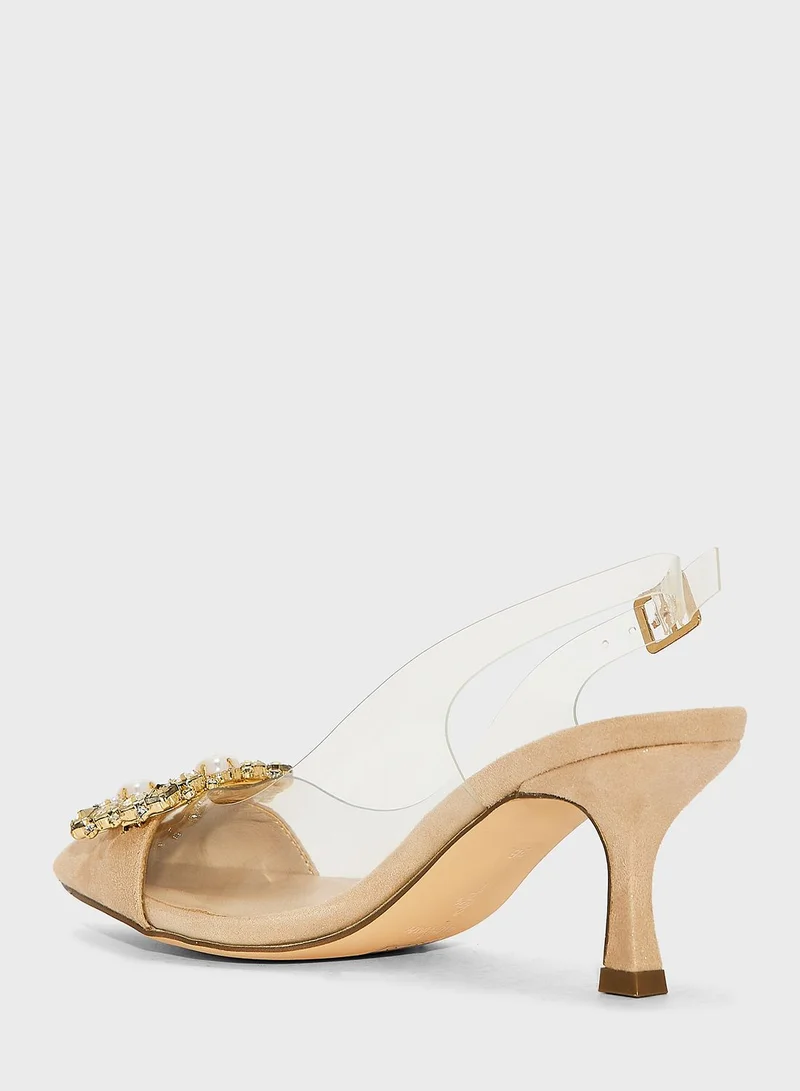 منبور Pointed Toe Mid Heel Sandals