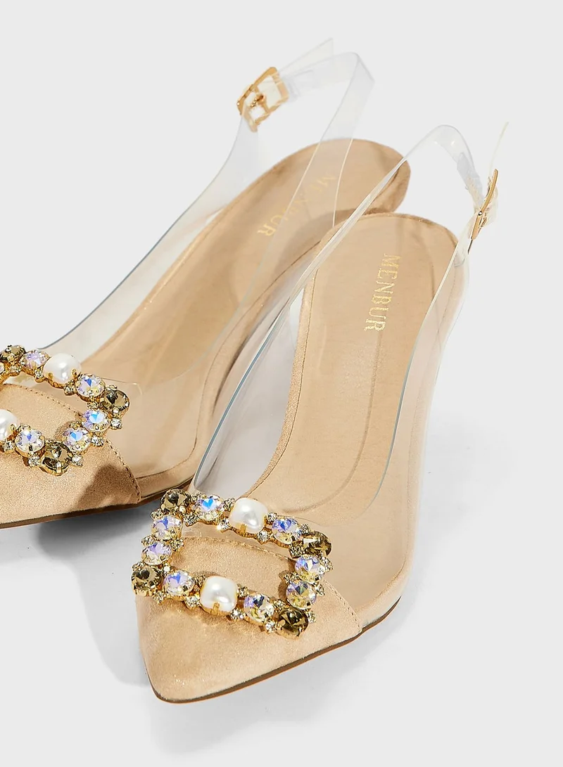 منبور Pointed Toe Mid Heel Sandals