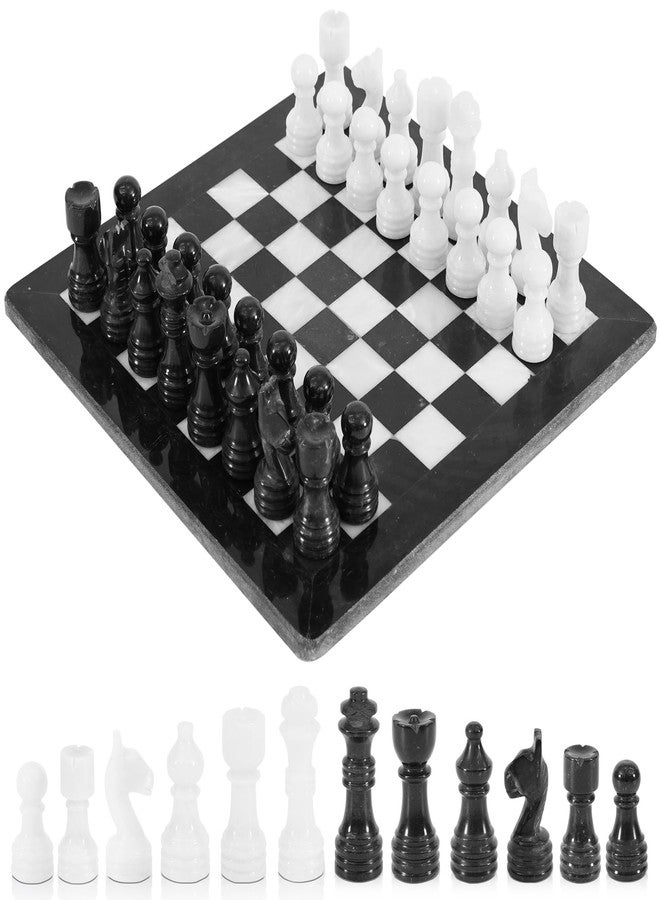 Radicaln Marble Chess Set 12" Inches Black & White Handmade Classic Family Board Games for Adults, Luxury Marble Chess Board & Pieces for Gifts, Adult Board Game - Image 1