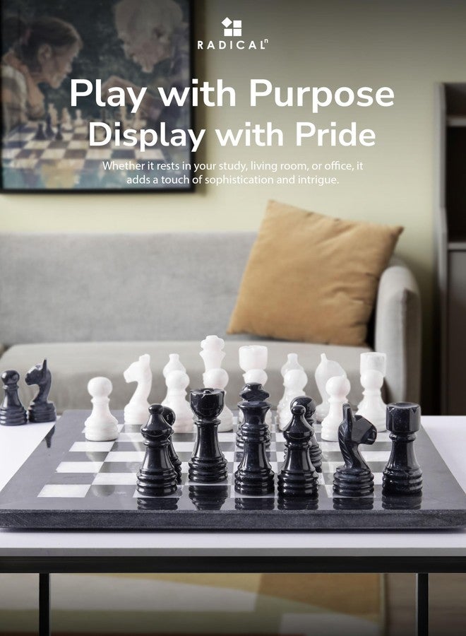 Radicaln Marble Chess Set 12" Inches Black & White Handmade Classic Family Board Games for Adults, Luxury Marble Chess Board & Pieces for Gifts, Adult Board Game - Image 4