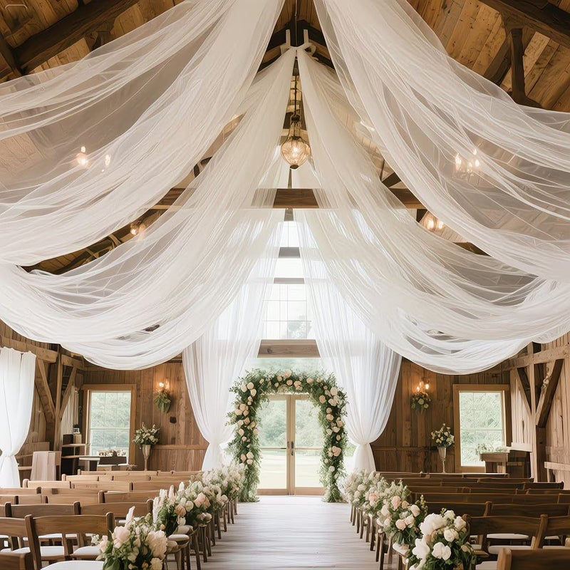 Tender White Mesh Tulle Fabric Roll Extra Long Length 74.5cm By 9008cm Sheer Drapes For Wedding Decorations - Image 5