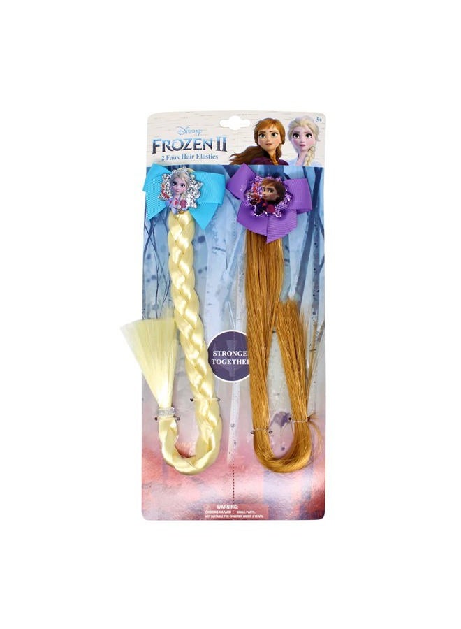 Luv Her Frozen 2 BFF Elsa and Anna Faux Hair Braid Elastic Pony Set - Image 1