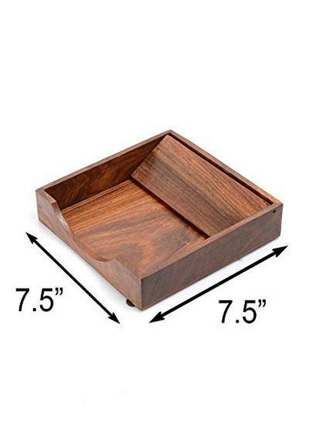 RGrandsons Rosewood Wooden Tissue Paper Rack/Napkin Holder Stand Square Rosewood 7.5 * 7.5 inch.. (Plain) - Image 3