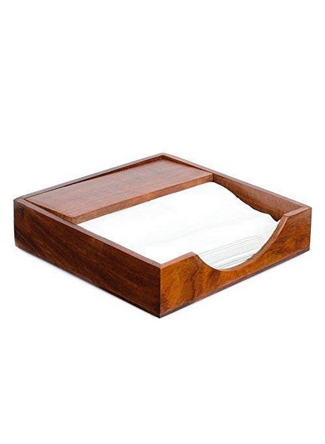 RGrandsons Rosewood Wooden Tissue Paper Rack/Napkin Holder Stand Square Rosewood 7.5 * 7.5 inch.. (Plain) - Image 1