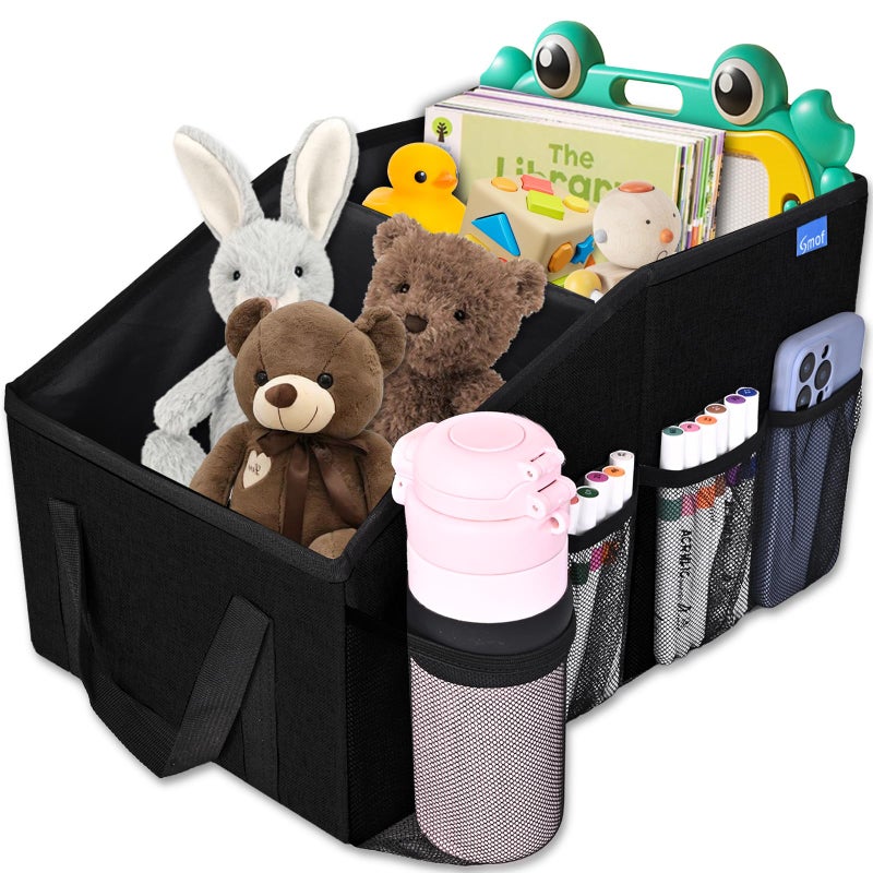 Car Organizer Car Seat Organizer for Front Seat Back Seat Between Seats Foldable Car Storage Organizer for Kids Adults with MultiMeshPocketsCar Organizers Backseat with Detachable DividerBlack