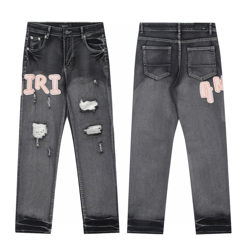 Trendy Brand New Am1R1 Icon Ripped Fashion Denim High Street American Casual Straight Jeans - Image 5