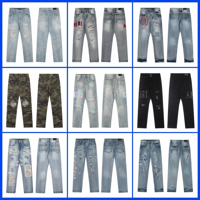 Trendy Brand New Am1R1 Icon Ripped Fashion Denim High Street American Casual Straight Jeans - Image 2